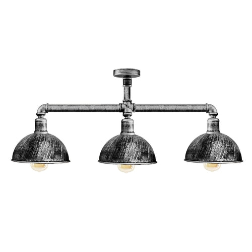 3 Pendant Pipe Light Vintage Industrial Suspended Arm 3 Head Ceiling
