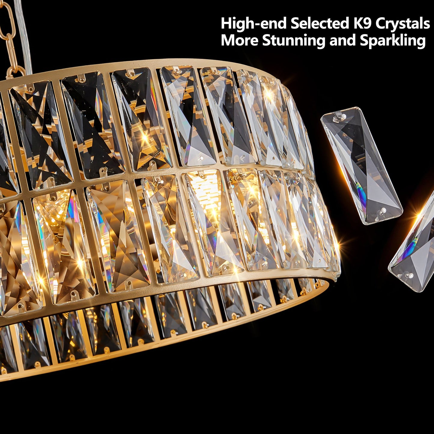 Modern Crystal Drum Chandelier, 6-Light Pendant Lighting Fixture with