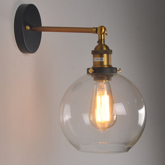 Retro Glass Ball Wall Lamp - Round Amber Light