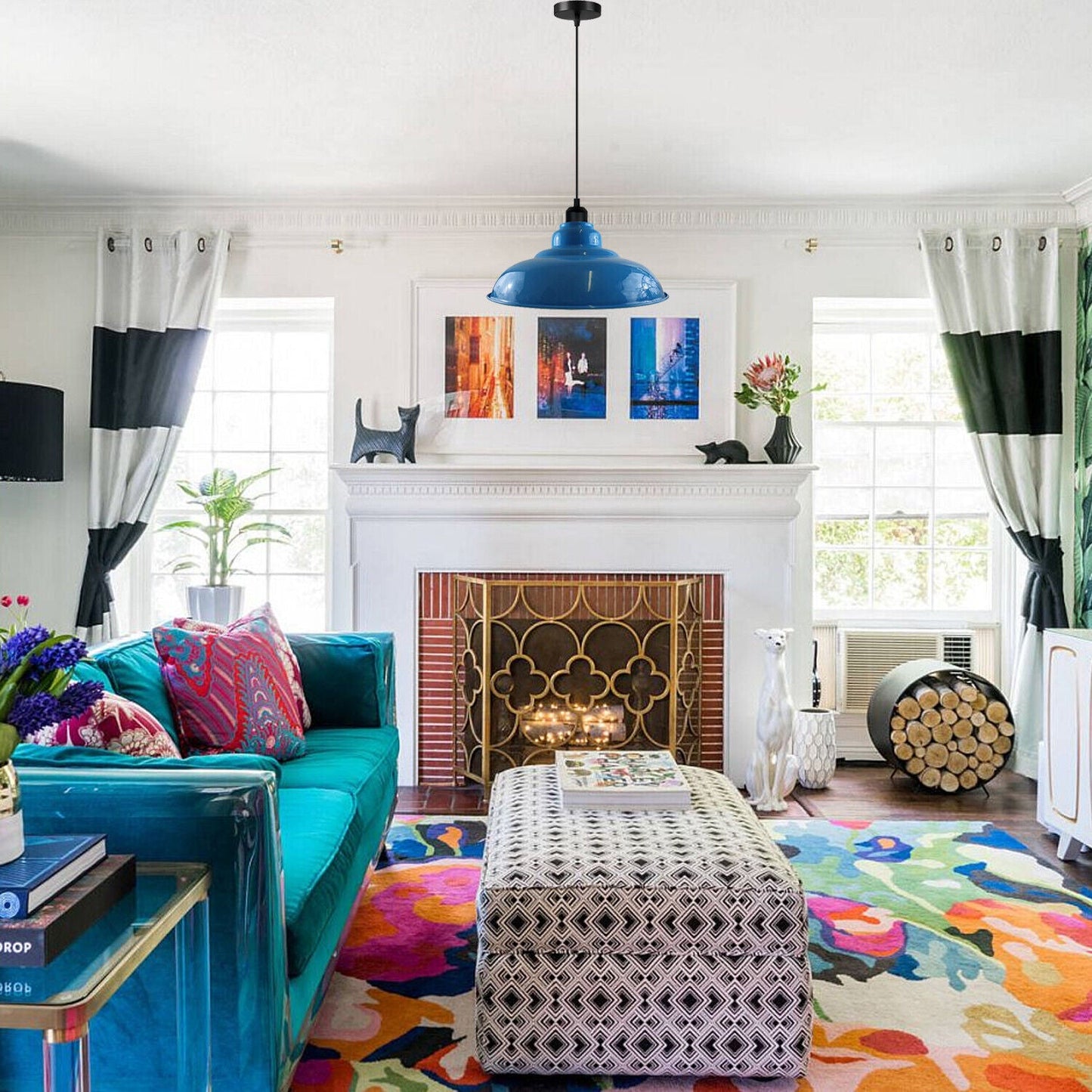 Blue Pendant Light Perfect for Kitchen Island or Bar Areas~3689