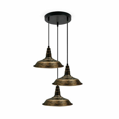 3 Pendant Lights Over Dining Table Brushed Brass ~3743