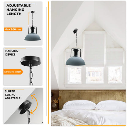 Grey Industrial Metal  Chain Pendant Light~3807