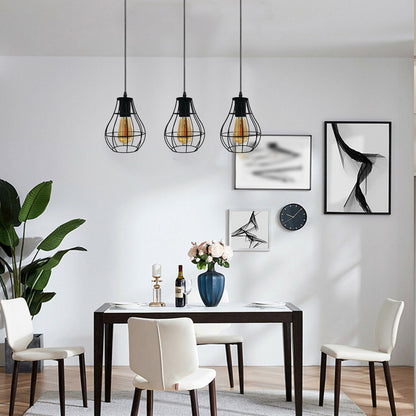 Black Wire Rectangle Base 3 Head Pendant Light Fixture~3877