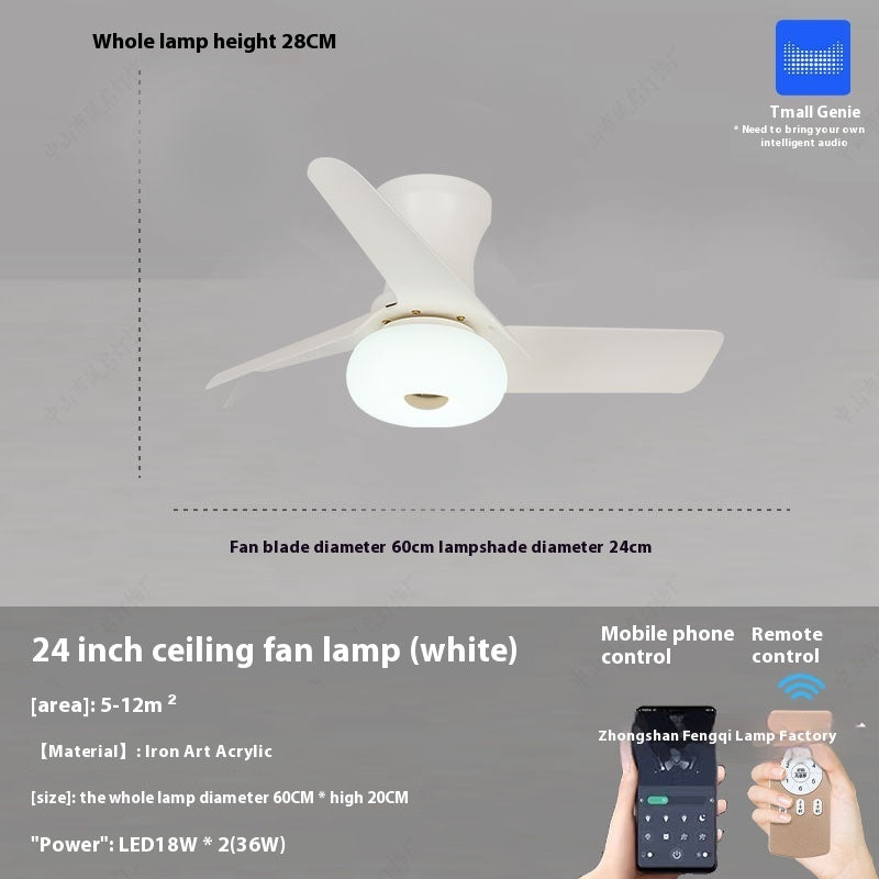 Bedroom Mini Ultra-thin Ceiling Full Spectrum Xiaoai Smart Ceiling Fan Lights