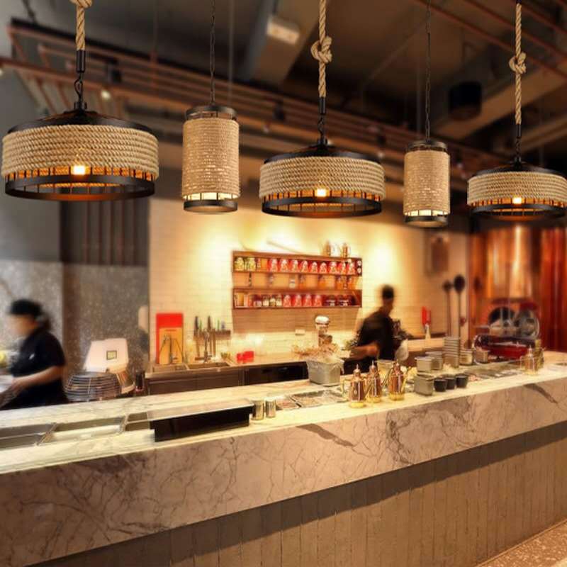 Rustic Rope Wrought Iron Pendant Light