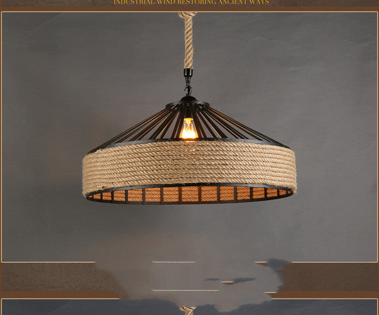 Rustic Rope Wrought Iron Pendant Light
