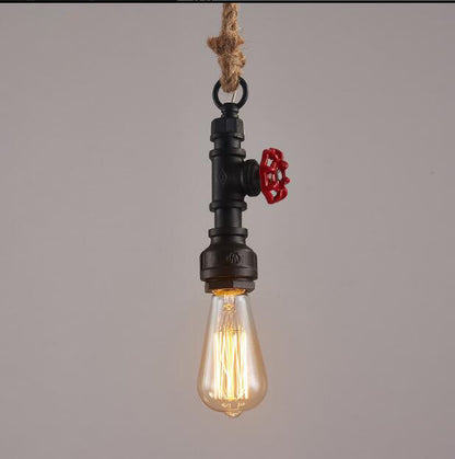 Water Pipe Hemp Rope Decoration Wrought Iron Retro Industrial Wind Hanging Lamps