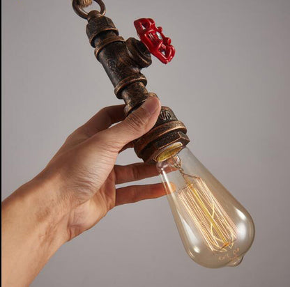 Water Pipe Hemp Rope Decoration Wrought Iron Retro Industrial Wind Hanging Lamps