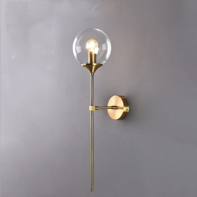 American Simple Glass Shade Bronze Metal Wall Lamp Hotel Villa Restaurant Aisle Staircase Corridor Wall Lamp