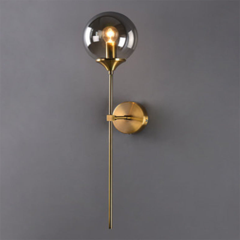 American Simple Glass Shade Bronze Metal Wall Lamp Hotel Villa Restaurant Aisle Staircase Corridor Wall Lamp