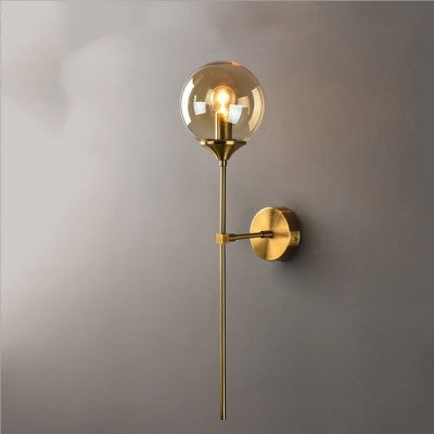 American Simple Glass Shade Bronze Metal Wall Lamp Hotel Villa Restaurant Aisle Staircase Corridor Wall Lamp