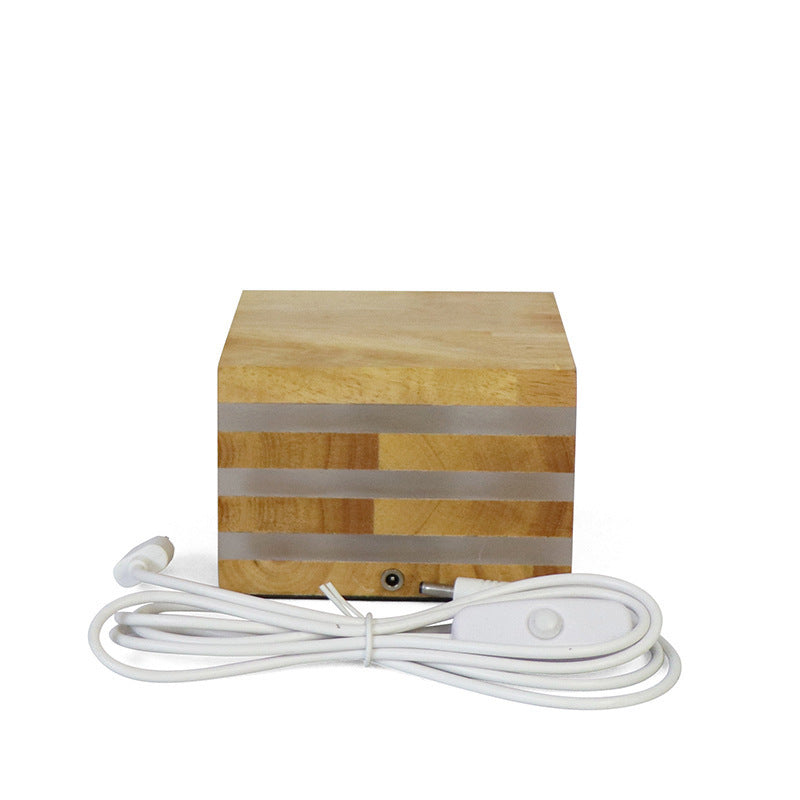 The New Night Light Creative Solid Wood LED Night Light New Strange Wooden Table Lamp Square Bedroom Bedside Lamp