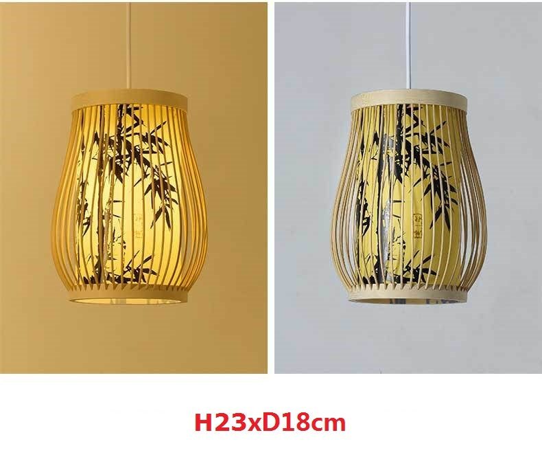 Chinese Bamboo Retro Hanging Light Fixtures Wicker Pendant  Light