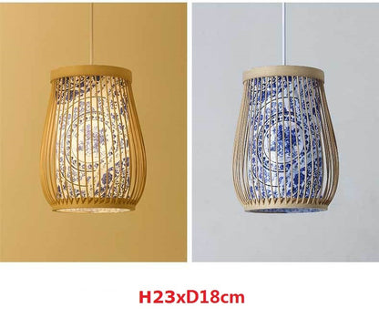 Chinese Bamboo Retro Hanging Light Fixtures Wicker Pendant  Light