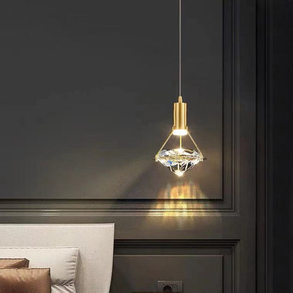 Bedside Chandelier In Bedroom Postmodern Luxury All Copper Diamond Crystal