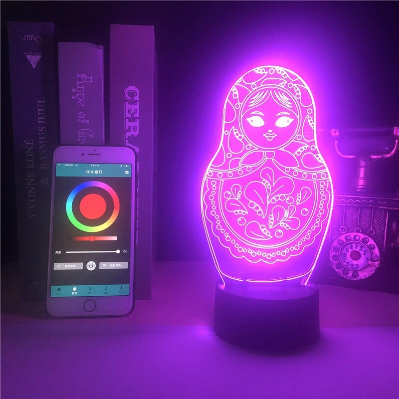Clock Base Table Lamp Russian Doll National Atmosphere Festival Light Bright Base Nightligh Christmas Decor Visual Light Lamp