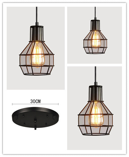 Modern Iron Cage Chandelier Hanging Pendant Lamp