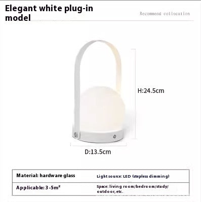 Mid-ancient Danish Portable Table Lamp Bedside Minimalist Portable Charging Touch Atmosphere Camping Night Light