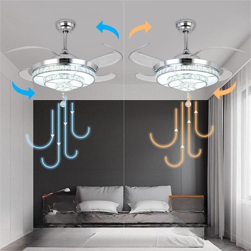 Luxury Crystal Invisible Ceiling Fan Lamp