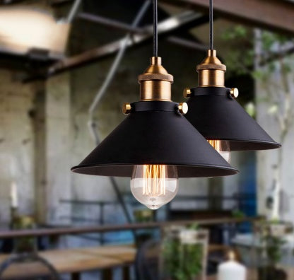 Rustic Iron Cone Pendant Light Industrial