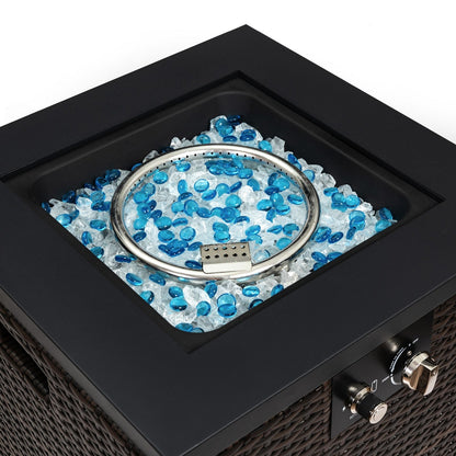 FlameHaven™ – Wicker Propane Fire Pit Column with Glass Wind Guard US