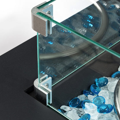 FlameHaven™ – Wicker Propane Fire Pit Column with Glass Wind Guard US