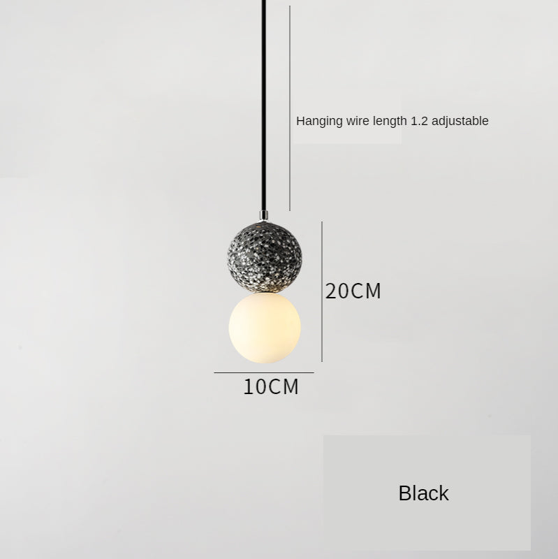 Lámpara colgante nórdica de terrazo con pantalla de cristal