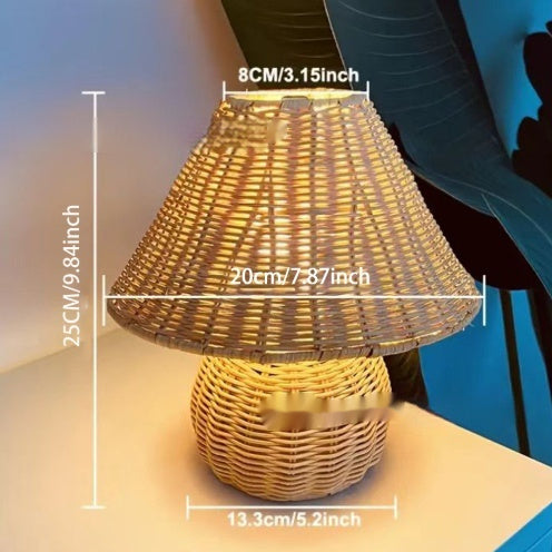 Bohemian Style Bedside Decorative Woven Creative Desktop Decoration Mushroom Table Lamp
