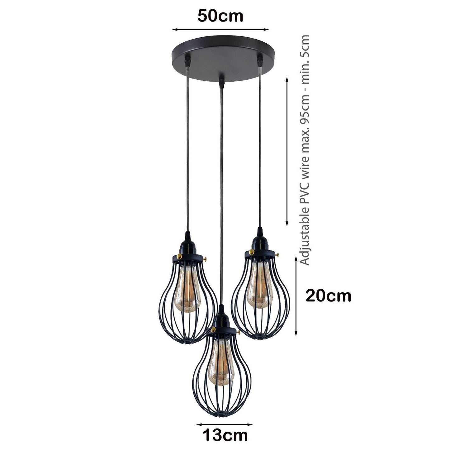 Black Cage Pendant Light Kitchen E27 ~3398