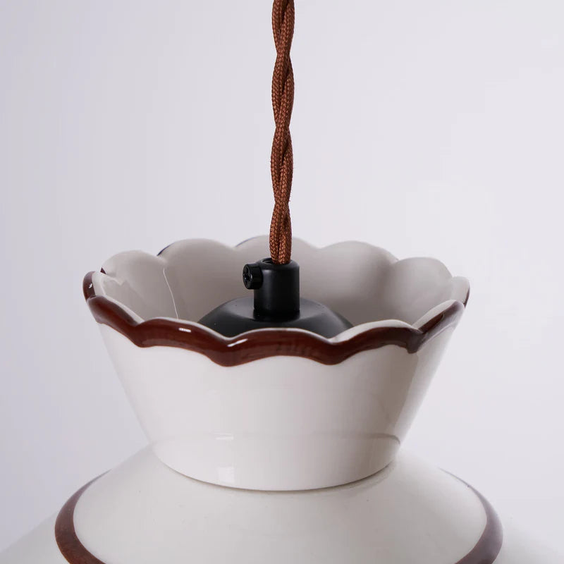 Brass & Ceramic Pendant Light for Bedside