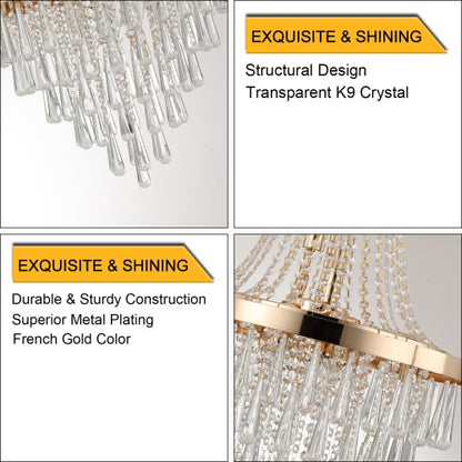 Golden Crystal Chandelier, Large Modern Luxury Chandelier For Living Room, Dining Room, Bedroom, Hallway - Bulb Not Included Unavailable Platforms- Temu