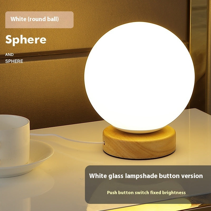 Nordic Solid Wood Decoration USB Table Lamp Bedroom