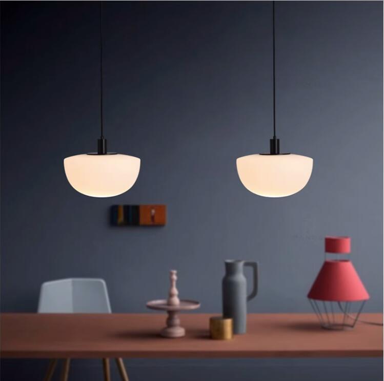 Designer Simple Milky White Glass Single-head Droplight