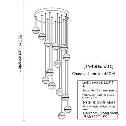 Meteor Shower Crystal Bubble Chandelier Villa Stair