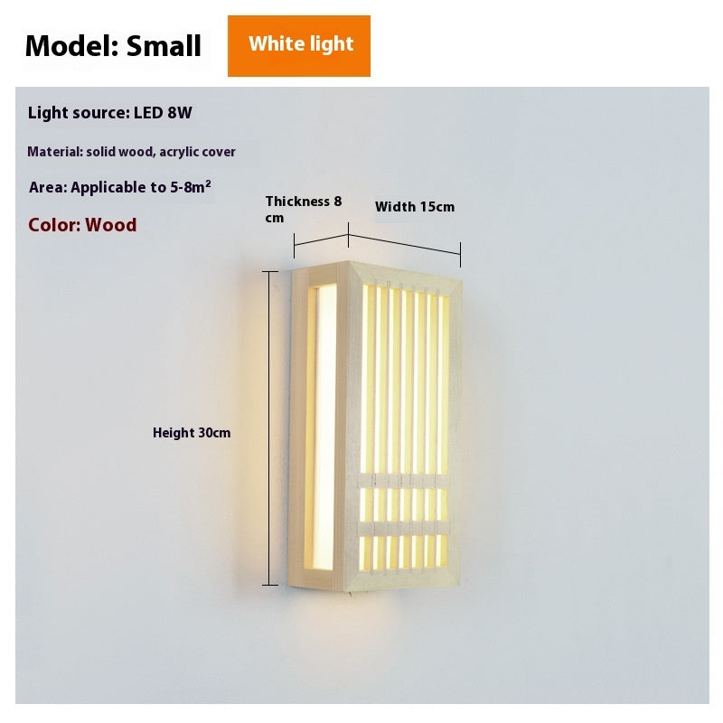 Solid Wood Bedroom Bedside Hotel Wall Lamp Aisle Rectangular Simple Lamps Wholesale