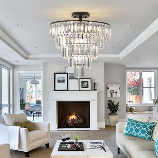 Black large crystal chandelier, modern style chandelier, dining room,
