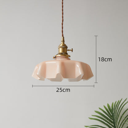 French Cream Nordic Brass Petal Glass Small Droplight