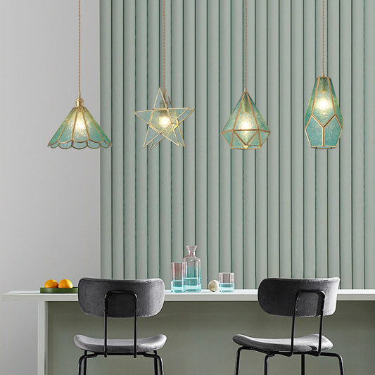 Brass Bay Window Small Chandelier Simple Clothing Store Glass Dining Room Bedroom