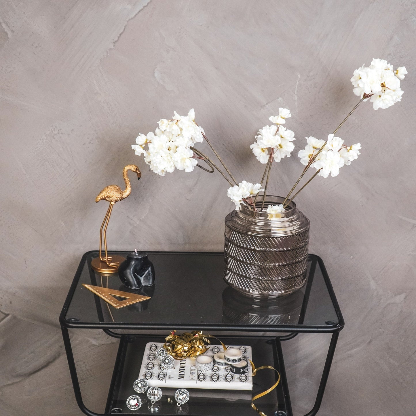 Vase - Pattern - Glass - Smokey - 16x16cm