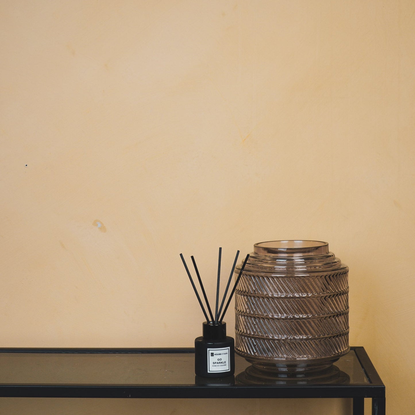 Vase - Pattern - Glass - Smokey - 16x16cm