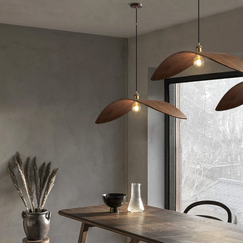 Southeast Asian Walnut Wood Pendant Chandelier