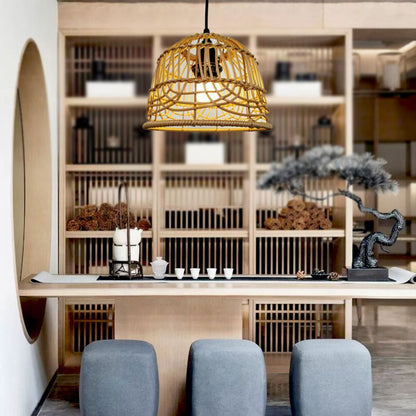Handmade Woven Rattan American Simple Chandelier Decoration