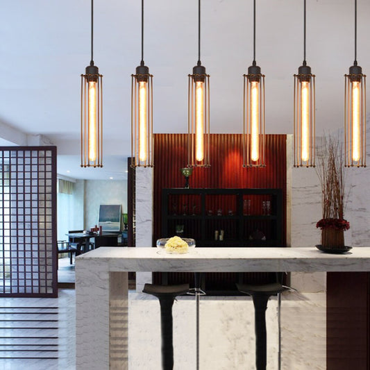 Retro Iron Cage Pendant Light Black