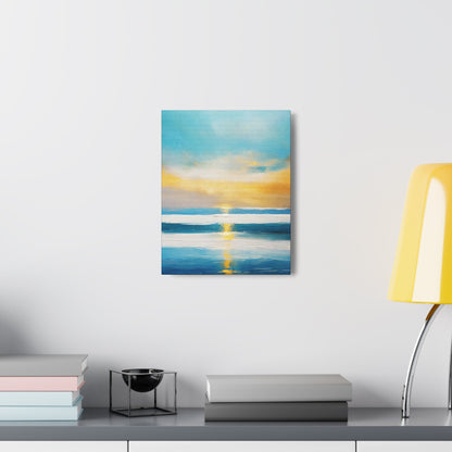 Wall Art Decor - Canvas Print Artwork - Blue Ocean Golden Sunset