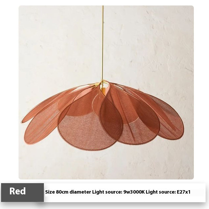 Lámpara colgante bohemia de tela y madera