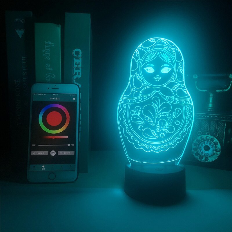 Clock Base Table Lamp Russian Doll National Atmosphere Festival Light Bright Base Nightligh Christmas Decor Visual Light Lamp