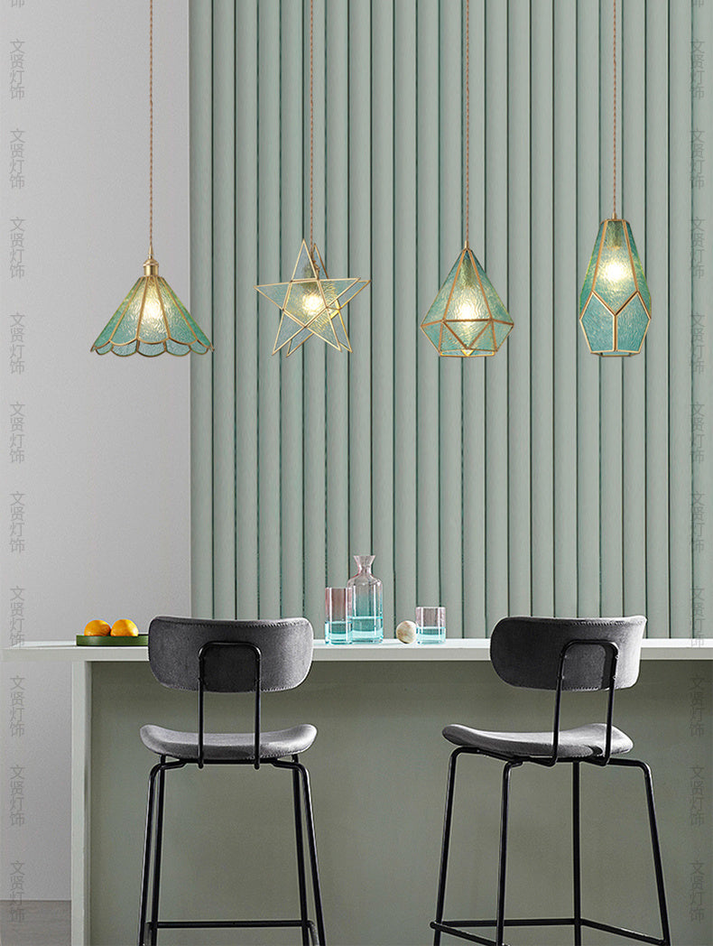 Brass Bay Window Small Chandelier Simple Clothing Store Glass Dining Room Bedroom