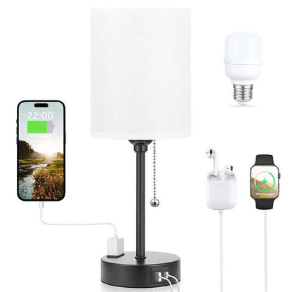 Taye C USB Mobile Phone Charging Fabric Table Lamp Study Bedroom Light American Standard Zipper Switch