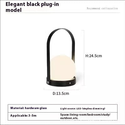 Mid-ancient Danish Portable Table Lamp Bedside Minimalist Portable Charging Touch Atmosphere Camping Night Light