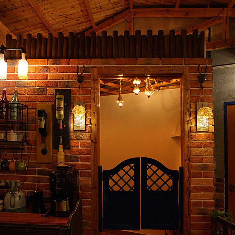 Glass mason jar retro wall lamp